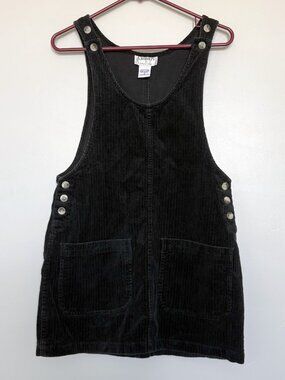 Vintage 90s S. Roberts Black Corduroy Jumper Dress Women's Small Grunge Cottage